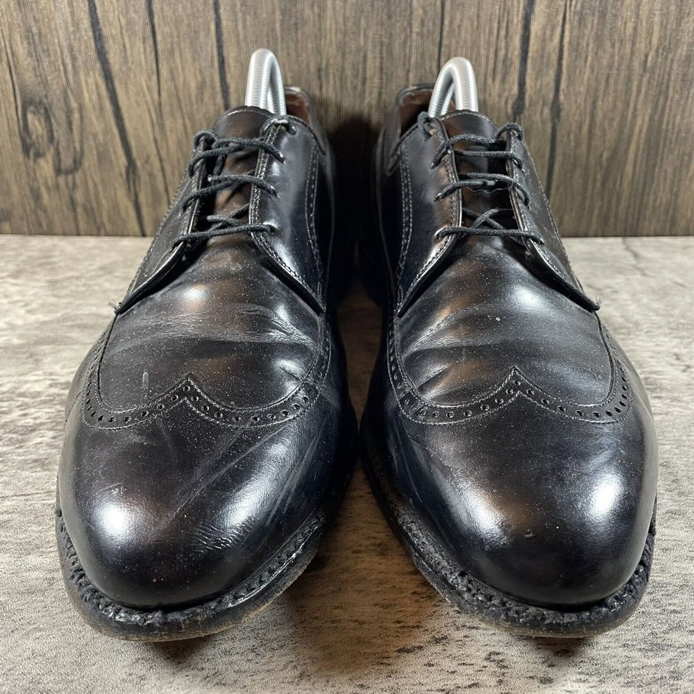 ALLEN EDMONDS Richmond Shoes Black Leather Dress Wingtip Derbys Men’s Size 10.5 - Picture 5 of 10